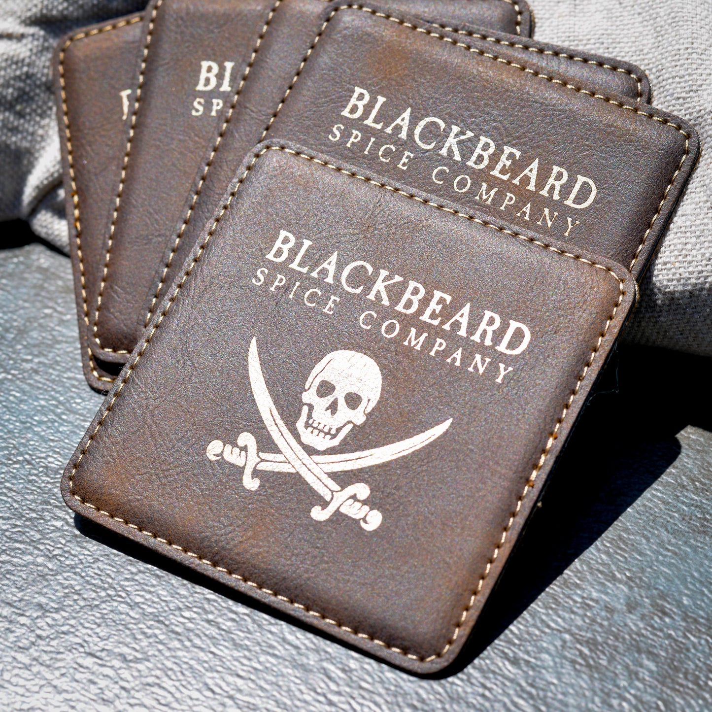 Blackbeard's Spice Leather Coasters - Set of 6
